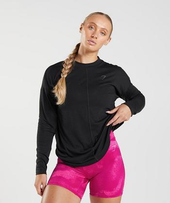 T Shirts Gymshark Gs Power Long Sleeve Mujer Negras | CO 2247DFM